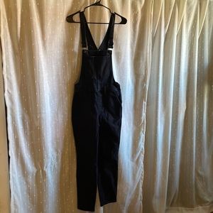 Madewell faded black denim straight leg overalls